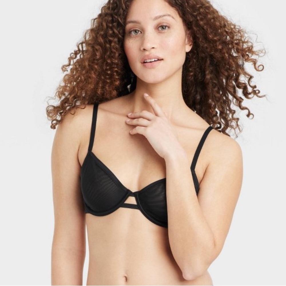 Unlined Mesh Demi Underwire Bra